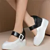 Dress Shoes Ankle Strap Mary Janes Women Genuine Leather Wedges High Heel Pumps Female Platform Oxfords Casual Trainers