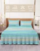 Bed Skirt Wood Grain Candy Color Water Elastic Fitted Bedspread With Pillowcases Mattress Cover Bedding Set Sheet