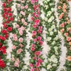 Imitación floral verde 10 cabezas artificiales rosa flor de ratán flor de seda boda decoración del hogar vid interior sala de estar decoración flor de plástico Y240322