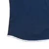 Hoogwaardige damest-shirt met V-hals, blauw en wit, maatwerk beschikbaar. 100% biologisch katoen met korte mouwen