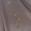 Kettingen Elegante Holle Vlinders Kwastje Hanger Choker Ketting Vrouwen Gouden Kraag Sleutelbeen Sieraden Gift