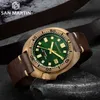 San Martin Abalone Bronze Diver Watches Men Mechanical Watch Luminous Water Resistant 200m Leather Strap Stylish Relojes 210728272p