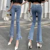 Jeans de mujer Moda de cintura alta Mujer Casual Streetwear Lim-Fit Denim Pantalones Femeninos Chicas Vintage Bell-bottoms Drop