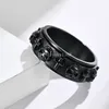 Edelstahl Dekomprimieren Ring Retro 3D Schädel Jesus Kreuz Drehbare Ringe Band für Männer Goth Schmuck