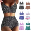 Costumi da bagno da donna Set bikini attillato estivo Casual Stampa floreale retrò Vita alta Costume da bagno Bretelle Costumi da bagno donna con coulisse