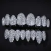 Hiphop Body Jewelry Iced Out Zircon Diamond 8 Top Teeth and 8 Bottom Teeth Grills Halloween Gold Teeth Grillz