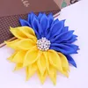 Brooches Solid Fabric Ribbon Flower Corsage Yellow Blue Group Sisterhood Club Sigma Gamma Sorority Brooch For Lady