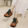 Повседневная обувь, женские лоферы, кожаные мягкие туфли на низком каблуке, древняя китайская обувь ручной работы, натуральная обувь на плоской подошве, 2024, без шнуровки для ленивых