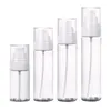 Lagringsflaskor Tom Clear Refillable Bottle White Black Mist Spray 50 ML 80ml100ml120ml Round Pet PP Plast Parfym Packaging Containers