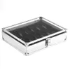 12 Grids Slots Aluminium Watches Box Jewelry Display Storage Square Case Suede Inside Container Watch Holderr252p