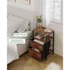 2-częściowy zestaw Huaneri, łóżko 2 shee tkaninowe, boczny stół z otwartym stojakiem do przechowywania, odpowiednie do sypialni i biur, wiejski brązowy NS30701B