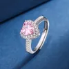 Nouvelle bague en diamant de simulation de boutique d'amour rose pour femmes - bague plaquée argent