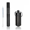 Tobacco Snuff Snorter Kit Snuff Aluminum Storage Stash Jar Herb Pill Box Sniffer Tube Straws Container with Brush tool