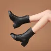 Boots XIHAHA Fashion Woman Genuine Leather Boots Latin Dance Shoes Soft Soled Women Middle Heel Dance Shoes Social Sailor Dance Square