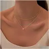 Collares colgantes Diamante para mujeres Delicado 14K Chapado en oro Collar largo Lariat Simple Cz Gargantilla Joyería de moda Regalos Chicas Drop Deliv DH41C