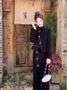 Vêtements ethniques 2024 Chinois amélioré rétro style de mode femmes épaissie Cheongsam manteau noir demi-jupe deux pièces costumes ensemble hiver W94