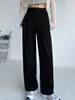 Kadın pantolon bahar sonbahar gündelik zarif kadınlar geniş bacak ofis bayanlar gevşek vintage siyah trosuers femme moda pantalon