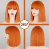 Perücken, synthetische kurze Bob-Perücke mit Pony für Damen, Bob-Perücken, orange, schwarz, rosa, Perücke für Partys und den täglichen Gebrauch, schulterlang