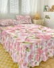 Bed Skirt Pink Peach Blossom Flower Elastic Fitted Bedspread With Pillowcases Protector Mattress Cover Bedding Set Sheet