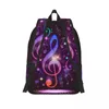 Mochila Colorida Nota Musical Estampado Púrpura Bolsa De Viaje Unisex Mochila Escolar Mochila