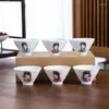 Teaware set 6st dehua vita porslin tekoppar kostym utsökt anpassad keramisk tekopp hemtillbehör kinesisk dricksuppsättning