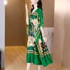 Vestidos de festa solto verde floral seda vintage maxi vestido primavera verão alta rua manga morcego elegante longo 2024 moda feminina vestidos