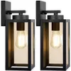 Outdoor Light Fixtures, Exterior Waterproof Lanterns, Porch Sconces Mounted Lighting with E26 Sockets & Glass Shades, Modern Matte Black Wall Lamps for