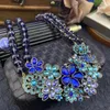 Pendant Necklaces Middle Heavy Atmosphere Flowers Rhinestone Flower Cluster Modeling Crystal Double Necklace Woman