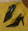 Stövlar Nya varumärkes kvinnor slingback sandaler pekade tå glid på tunna höga häl damer eleganta pumpar skor sandal arbetsklänningskor