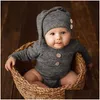Keepsakes Children Art Po Props Baby Souvenirs Poshoot 0 Hat Romper 2st Set Born Pography Clothing Solid Buttons 230701 Drop Delivery Otyo1