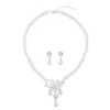 Pendentif Colliers S Forme Courbe Fleur Zircon Perle Collier Court Pour Femmes Simple Mode Bijoux Ras Du Cou