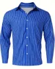 Moda masculina solta listrado padrão camisa casual respirável lapela botão manga longa superior confortável tecido macio 6xl 240308