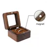 Jewelry Pouches Portable Retro Ring Box Earrings Flip Wooden