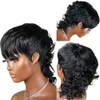 흑인 여성을위한 인간의 머리카락없는 가발 짧은 곱슬 픽시 컷 가발 페르 루비아 레미 150% 글루없는 hine 제작 드롭 배달 제품 dhdae