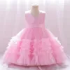 Girl Dresses Kids Puffy Cake Dress For Baby Christmas First Baptism Lace Bow Princess Tutu Birthday Wedding Gown