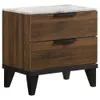 Coastal Home Furnishings Comodino Mays a 2 cassetti marrone noce con piano in finto marmo