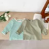 Säugling geboren Mädchen Jungen Herbst voller Ärmel gestreiften Top T-Shirts Kinder Baby Casual Bottoming Shirts Kleinkind T-Shirts Baumwolle Kleidung 240306