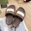 Designer Men Slippers Women Sandals with Correct Flower Green Box Dust Bag Shoes Thick Sole Embroidered Slide Summer Wide Flat Slipper size 35-44