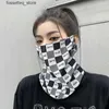 Fashion Face Masks Neck Gaiter Motorcycle ear pack ice silk sunscreen for womens summer driving and riding art face and neck protectors for mens scarves L240322