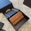Womens Designer woc Crush Heart Beads Vanity Cross Body Shoulder Bags Phone Card Holder Wallet Large Capacity Gold Metal Chain Crossbody Handbags 18X10CM
