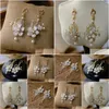 Charm Retro European Handmade Evening Long Earrings Rhinestone Clips Prom Hair Jewelry Drop Delivery Otr7Q