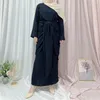 Abbigliamento etnico Ramadan Wrap Abaya Musulmano Abito lungo africano Donna Plain Ruffle Moda Hijab Robe Islamico Dubai Turco Modestia Caftano