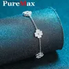 Charmarmband Puremax Four Leaf Clover Micropaved Moissanite for Women Luxury Sparkling % 925 Sterling Silver L240322