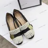 Marmont Släppande g franse loafer skor block klackar pumpar sandaler designer kvinnor skor 2tone glides mules party casual mid high heel polly kiltie guld kedja 2024