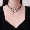 Necklaces New natural 23MM black spinel and irregular white cultured freshwater pearl necklace with 925 sterling silver clasp