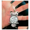 Pendant Necklaces I Love You To The Moon And Back Owl Necklace White Jewelry For Him Her Art Men Gifts Drop Delivery Pendants Dhjwl