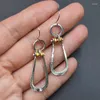 Dangle Earrings Vintage Two Color Personality Silver Plated Earring Women Small Bridal Wedding Anniversary Gift Jewelry