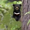 정원 장식 섬세한 질감 미니어처 곰 조각을 설치하기 쉬운 장식 소형 미니 독서 책 동물 동상