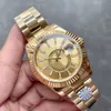 Orologio da uomo con movimento automatico di lusso quadrante in oro orologio da uomo per esterni moda classica cornice girevole in acciaio inossidabile 904L W244S