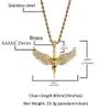 Hip Hop Gold Plated Iced Out Zircon Wing Star Pendant Necklace for Men Rapper Jewelry Gift